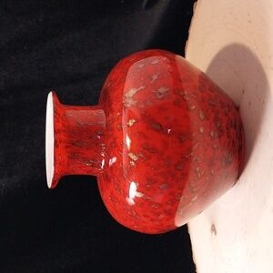 JOSKA Red Cased Vase-White interior and Gold Accents
